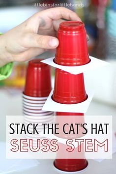 Dr Seuss Stem, Hat Activity, Cup Stacking, Science Experience, Kindergarten Stem