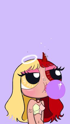 a cartoon girl blowing bubbles with her nose