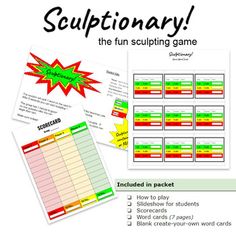 the sculptionary game is shown with instructions for students to use it