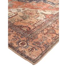 an antique rug with many different colors and patterns