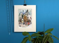 Drawing And Watercolor, Travel Watercolor, Watercolor Home, Vienna Travel, Sketch Watercolor, Urban Sketch, Original Ink Drawing, Home Decor Art