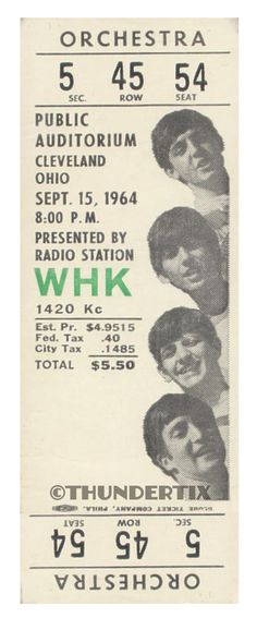 an old concert ticket for the beatles