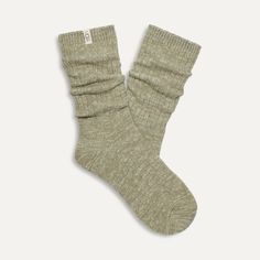 DESCRIPTION: These ultra-soft knit socks are a fan favorite. The Rib Knit Slouchy Crew sock is the perfect combo of texture and style. Soft knit crew sock 99% Recycled Polyester / 1% Elastane 11" height Soft twill tape with The UGG® Logo on top cuff Fits shoe size: 5-10 Imported SIZE & FIT: One size fits most, shoe size 5-10. MATERIAL & CARE: 99% Polyester, 1% Spandex | Machine Wash Cold Crew Sock, Knit Socks, Twill Tape, Soft Knits, Knitting Socks, Crew Socks, Rib Knit, Ankle Boot, Socks