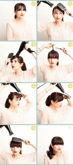 15 Clever Ways to Style Your Bangs - Pretty Designs Heavy Bangs, Perfect Bangs, Bangs Tutorial, The Beauty Department, How To Style Bangs, Hair Envy, Hair Tutorials, Blow Dry