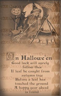 an old fashioned halloween card with the words on it