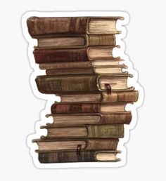 a stack of books sticker