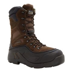 When winter weather hits, you want to be wearing Rocky BlizzardStalker boots. They have Rocky waterproof construction; this feature keeps your feet dry. Guaranteed. Added to this are the 1200 grams of 3M™ Thinsulate™ Ultra Insulation to provide unparalleled warmth. When you're out working in unbearably-cold temperatures, these insulated work boots keep your feet dry and warm. A steel toe ensures this footwear keeps your feet out of harm's way. It's able to withstand up to 75 pounds of impact and Insulated Work Boots, Rocky Boots, Insulated Boots, Steel Toe Boots, Steel Toe Work Boots, Men’s Boots, Work Boots Men, Outdoor Boots, Work Boot