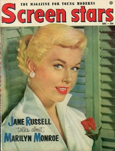 a magazine cover with a woman holding a rose in her right hand and the words screen stars on it