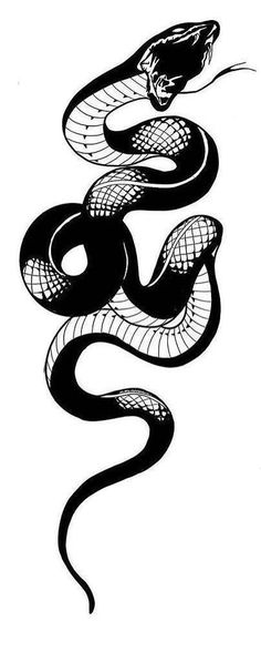 a black and white drawing of a snake