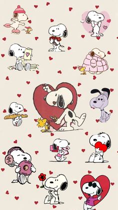 snoopy love stickers on a white background