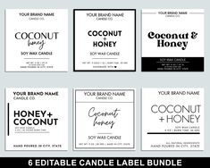 the 6 editable label bundle includes labels, envelopes and business cards