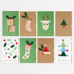 six christmas cards with different designs on them