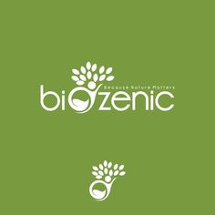 the logo for biozenic is shown on a green background with an image of a plant