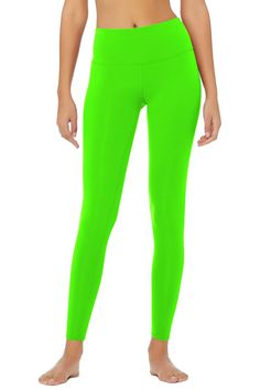 Neon Green UV 50+ Lime Lucy Performance Leggings Yoga Pants - Women - Pineapple Clothing High Rise Yoga Pants, Neon Leggings, Pineapple Clothes, Neon Outfits, Wonder Boys, Green Neon, Fun Pants, Green Leggings, Stretchy Leggings