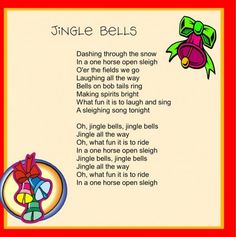 a poem with an image of bells on it and the words jingle bells written in english