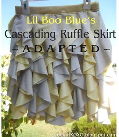 a skirt hanging from a clothes line with the words lilbo blue's cascading ruffle skirt adapted