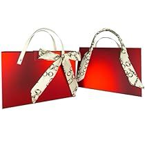 two red shopping bags with white handles