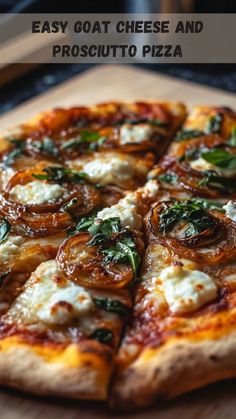 a pizza sitting on top of a wooden cutting board