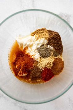 spices and seasonings in a glass bowl