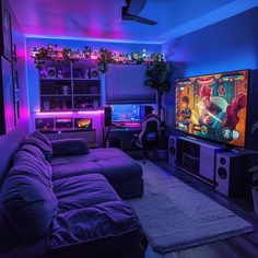 a living room filled with furniture and a flat screen tv