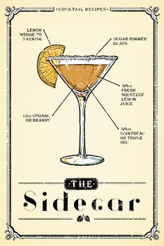 the sidecar cocktail recipe poster