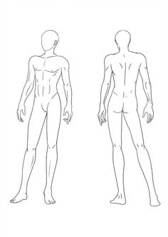 an outline drawing of a man's body and torso, viewed from the front