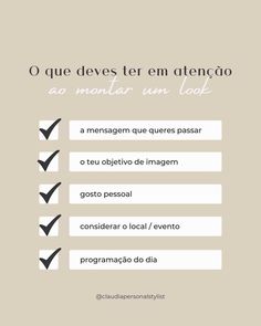 CLÁUDIA | Consultora de Imagem on Instagram: “5 COISAS QUE DEVES TER EM ATENÇÃO AO MONTAR UM LOOK 🔥 ✔️ A MENSAGEM A PASSAR Qual a mensagem que queres passar ? Como queres que as…” Personal Image, Dress Code, Guide Book, Personal Stylist, Style Board, Moda Fashion, Out Of Style, Ariana Grande, E-book