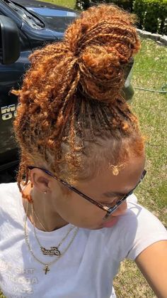 Natural Hairstyle Protective, Plaits Hairstyles Curly Natural Hair, Nice Natural Hairstyles Black Women, Ginger Natural Hairstyles, Dyed Natural Hairstyles, Pb&j Locs, Natural Hairstyles For Black Women Long, Natural Hairstyles Aesthetic, Black Natural Hairstyles Protective