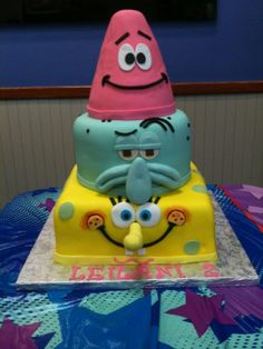 a spongebob themed cake on top of a table