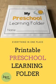 a printable preschool learning folder with the title