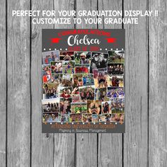 a graduation party poster on a wooden fence with the words, perfect for your graduation display customize to your graduate