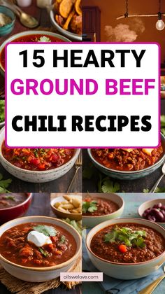 Hearty Ground Beef Chili Recipes Beef Chili Recipes, Easy Chili Recipes, Chili Spicy, Quick Chili, Thai Curry Recipes, Ground Beef Chili, Beef Chili Recipe, Chia Seed Recipes Pudding, Hearty Chili