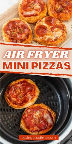 air fryer mini pizzas with text overlay