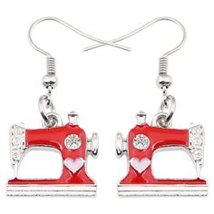 PRICES MAY VARY. Novelty Enamel Sewing Machine Earrings are designed for those who loves sewing, charms gifts for sewing lovers! Sewing Machine earrings are baked with unique enamel process, bright color, anti-tarnish, nickel-free, lead-free, cadmium-free, hypoallergenic Sewing Machine Dangle Size:0.82"(2.1cm)*1.02"(2.6cm),Weight:8.33g The Sewing Machine earrings is packaged in a "NEWEI" burgundy velvet pouch,suits for gifting or storage. Please feel free to contact us if you have any questions Sewing Machines Best, Sewing Jewelry, Machines Fabric, Love Sewing, Sewing Machines, Sewing Tips, Charm Gift, Sewing Patterns Free, Cute Gift