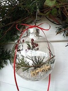 an ornament hanging from a christmas tree