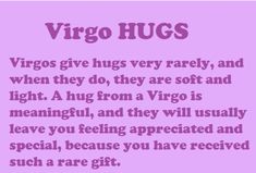 a poem written in purple with the words virgo hugs