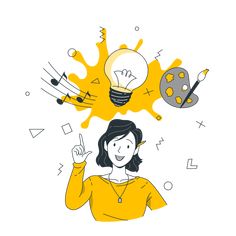 a woman with an idea light bulb above her head