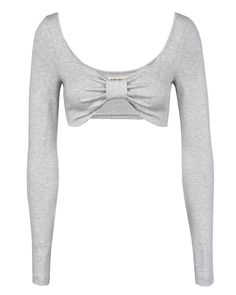 Long Sleeve Ultra Cropped T-Shirt with Bow Detail At Front. 96.8% Organic Cotton, 3.2% Spandex Model is 5"9 and wears size S. My Mum Made It, Cropped T Shirt, Crop Tshirt, Dream Clothes, Bow Detail, Made It, Organic Cotton, Spandex, Wardrobe