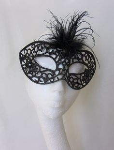 Black Feather Glittered Mask Fancy Dress Short, Raven Costume, Glitter Mask, Gothic Mask, Steampunk Halloween, Gothic Bride, Feather Mask, Diva Design, Black Fascinator