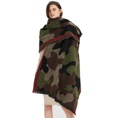 PRICES MAY VARY. IT FROM XUQCAH MATERIAL AND FOIMOJSK PARTMENT AND Thurder LOVER This poncho shawl is made of 100%polyester. Woven, soft cashmere like. Classic check, double sided Hand wash cold. Non-chlorine bleach or cool iron when needed. · Camouflage color makes women look handsome and capable · If there is any problem with the product, please contact us in time. We will reply within 24 hours and deal with it Camo Scarf, Scarf Wraps, Cashmere Winter Scarf, Dark Denim Jacket, Travel Blanket, Winter Shawl, Cashmere Fabric, How To Look Handsome, Handmade Scarves