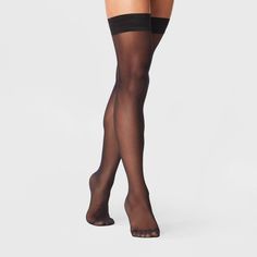 Upgrade your casual or dressier looks with these 20D Sheer Thigh-Highs from A New Day™. Featuring a slightly sheer construction with a 20D design, these stunning high-waisted tights add a charming vibe to your outfit. These tights are crafted from soft, stretchy fabric to keep you moving through the day in absolute comfort, making them a go-to staple in your wardrobe. A New Day™: Style that goes wherever you do. Hosiery Outfits, Dark Skirts, Thigh High Tights, High Waisted Tights, Cute Tights, Black Thigh High, Thigh High Socks, Black Stockings, Thigh High Stockings