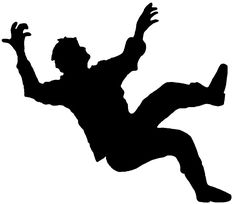 the silhouette of a man jumping up into the air