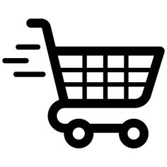 a black and white icon of a shopping cart