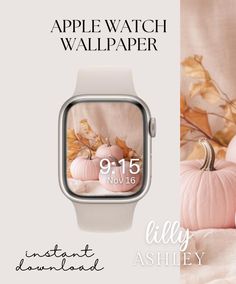 the apple watch wallpaper is displayed with pumpkins and other autumn decorations on display