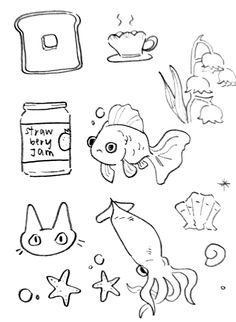 an image of fish and other things to draw