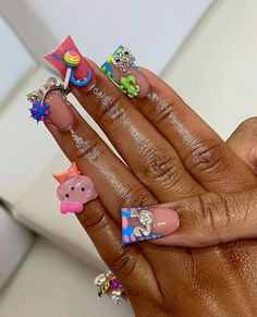 Junk Duck Nails, Long Acrylic Nail, Nails Long Acrylic, Acrylic Nails Long, Junk Nails, Jackson Ms, Catty Noir, Long Acrylic Nail Designs