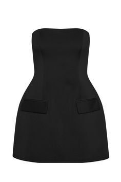 Fitted Mini Dress With Side Pockets, Chic Fitted Mini Dress With Side Pockets, Chic Mini Dresses With Side Pockets, Chic Mini Dress With Side Pockets, Black Dresses With Built-in Bra And Straight Neckline, Black Strapless Dress With Straight Neckline, Chic Dresses With Pockets And Straight Neckline, Chic Mini Dress With Pockets For Night Out, Evening Mini Dress With Pockets