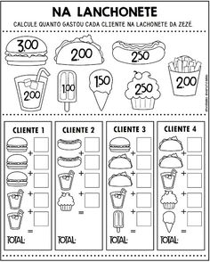 the french worksheet for numbers 1 - 20 with pictures of food and drinks