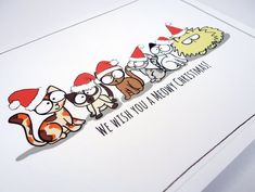 a christmas card with the words we wish you a merry christmas written in cartoon characters