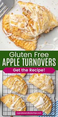 gluten - free apple turnoverers on a cooling rack with the title overlay